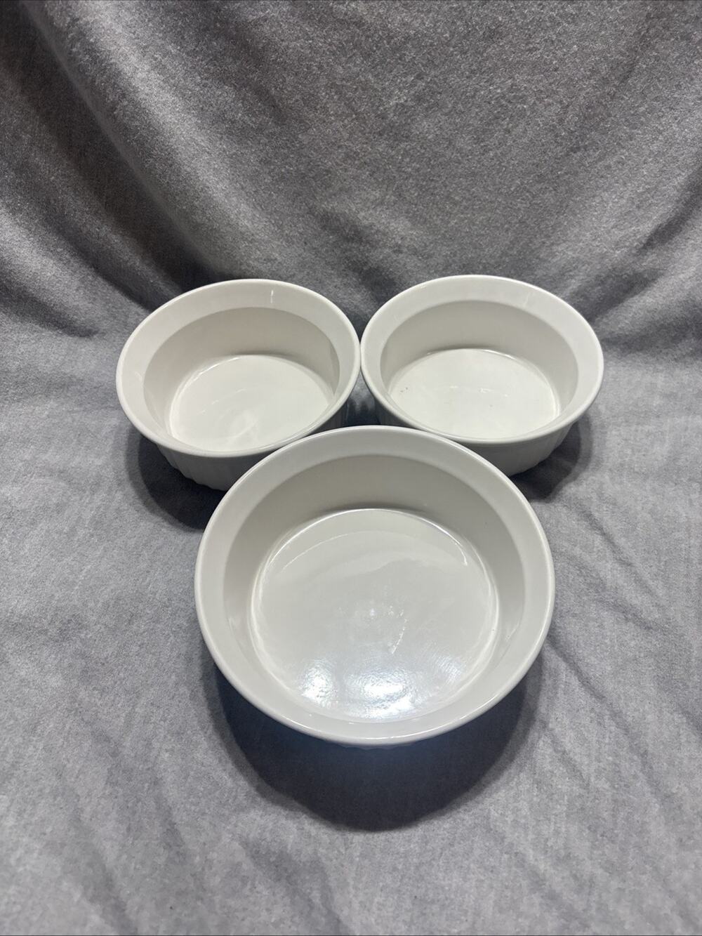 Lot of 3 Corningware French White Stoneware Bowls No Lids (2-16oz & 1-24oz)